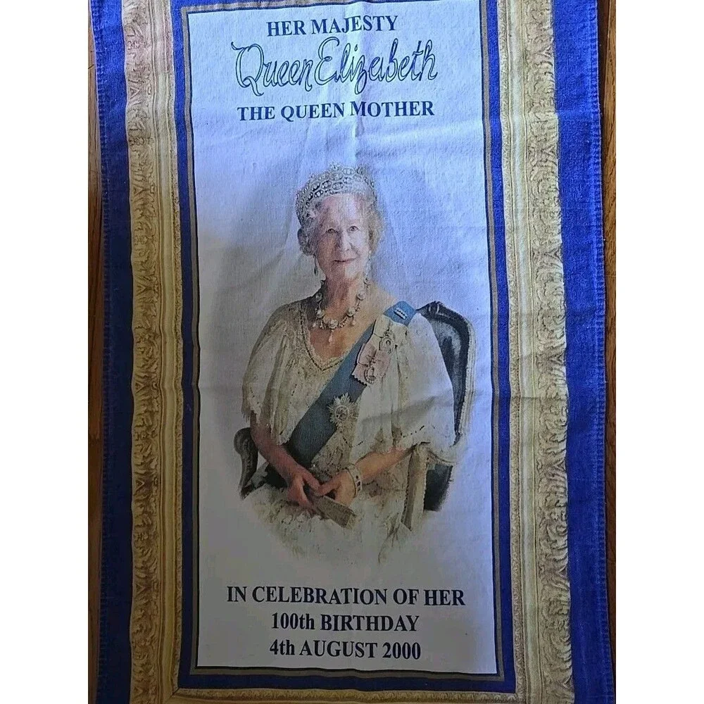 Vintage Her Majesty Queen Elizabeth 100th Birthday cotton Tea Kitchen Towel